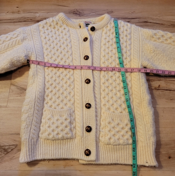Celtic Country  Cream Heavy 100% Wool Cardigan Sweater Women Size Small - Picture 4 of 5